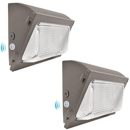 Luxrite Slim Outdoor LED Wall Pack Dusk to Dawn 45/60/75W Up to 10125LM 3CCT 3000K-5000K IP65, 2PK LR40560-2PK